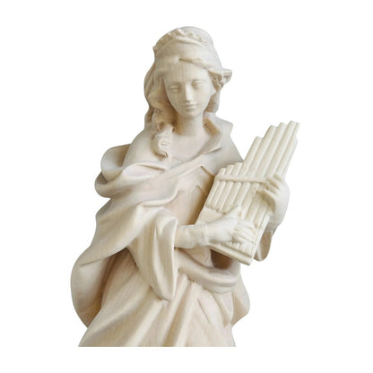 St. Cecilia, Patron Saint of Music Statue with Organ | Wood Carving from Val Gardena