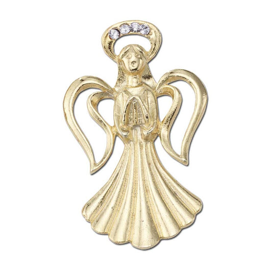 Gold Angel with Outlined Wings Lapel Pin