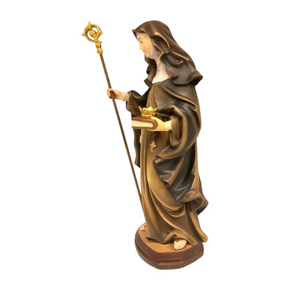 Saint Ermengarda Statue with Crown in Val Gardena Wood