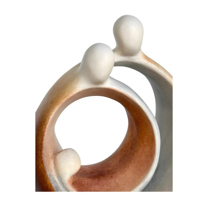Modern Stylized Nativity Scene in Maple Wood – Family Embrace Sculpture