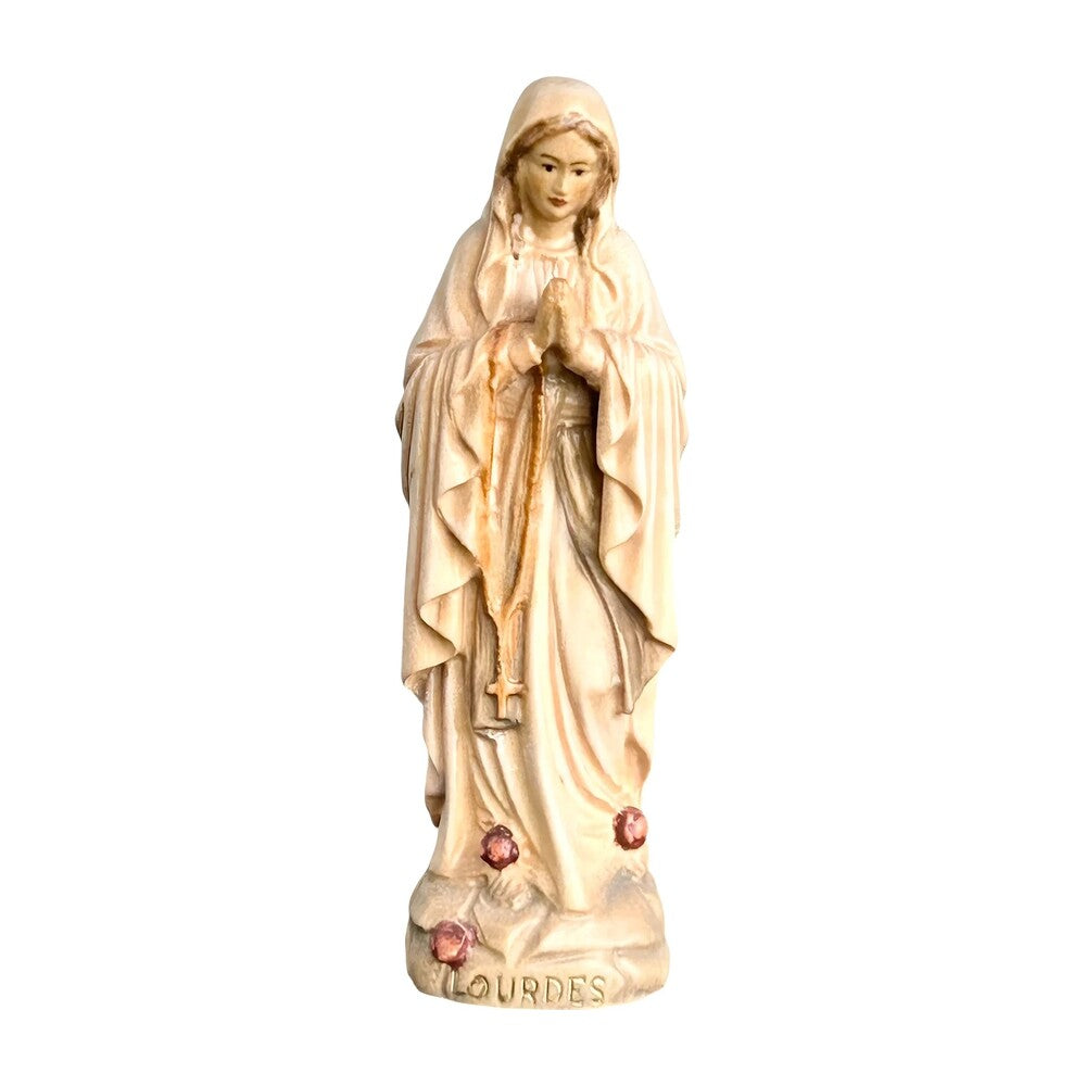 Hand-carved Lourdes Madonna statue in maple and linden wood