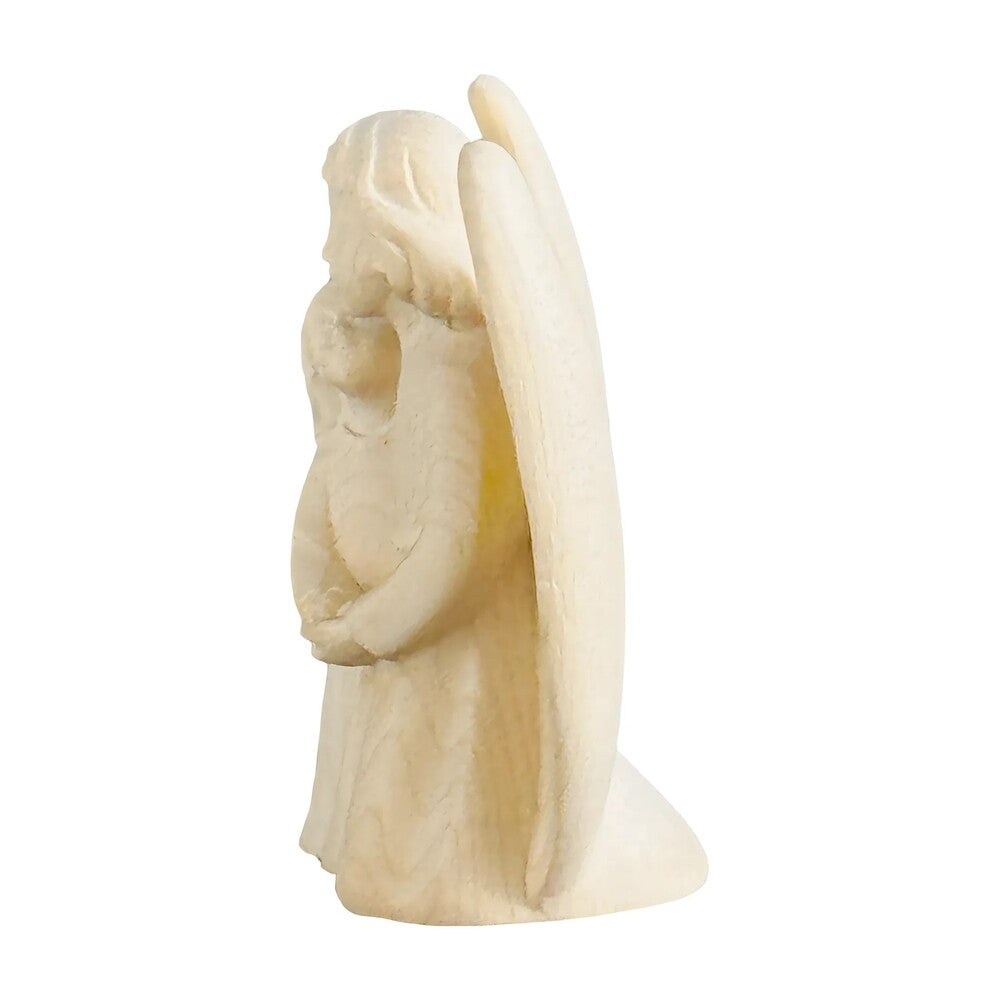 Guardian Angel Sculpture with Girl in Val Gardena Maple Wood