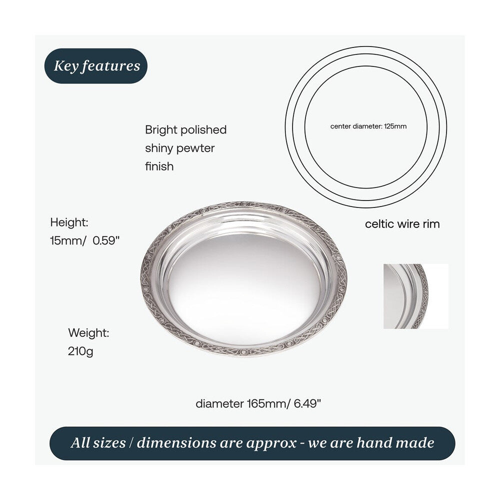 Small Celtic Rim Pewter Tray
