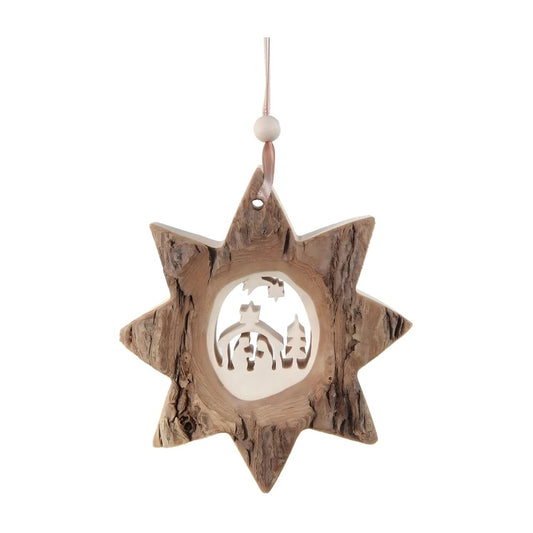 Carved Wooden Star of Bethlehem Nativity 10 cm