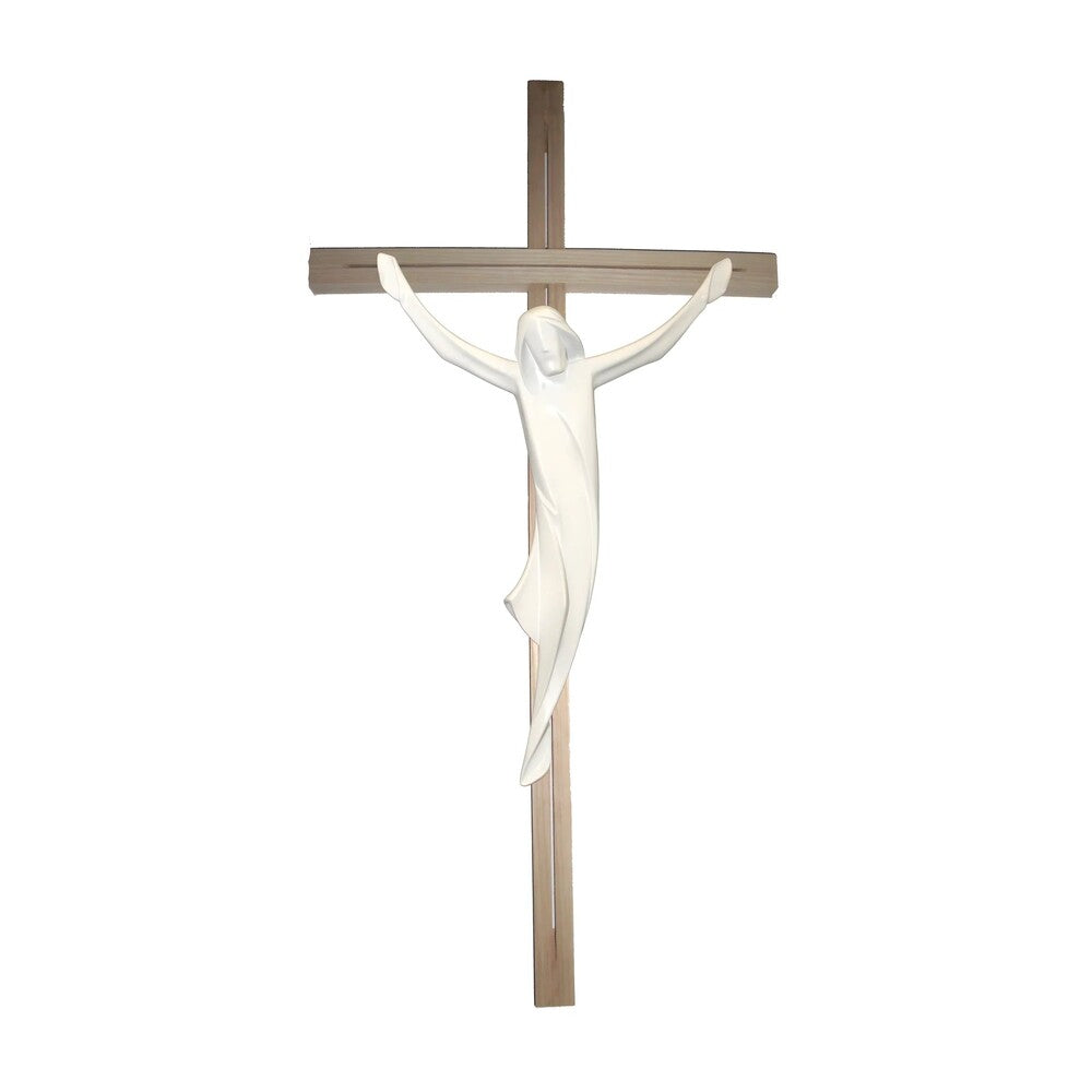 Stylized Christ on Maple and Linden Wood Cross Val Gardena