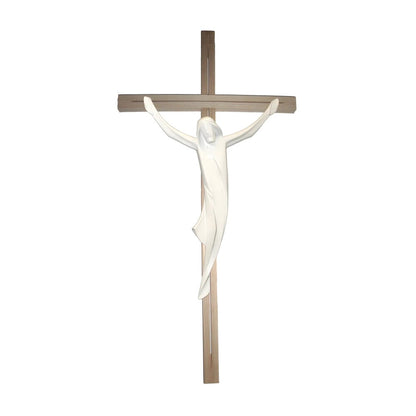 Stylized Christ on Maple and Linden Wood Cross Val Gardena
