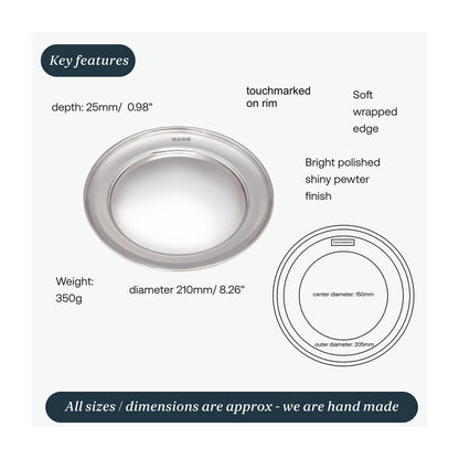 Medium Polished Finish Pewter Plate
