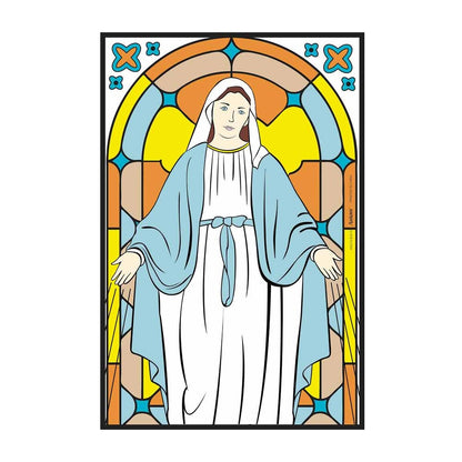 Mary Stained Glassed Window Colouring Poster