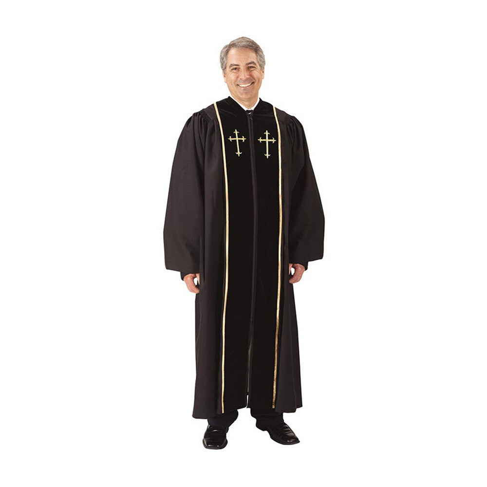 Barrister Collection Embroidered Gold Cross Pulpit Robe