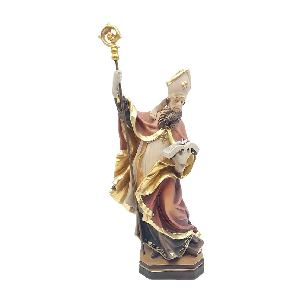 St. Clement Statue in Hand-Carved Wood from Val Gardena, Anchor Symbol