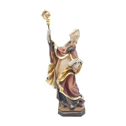 St. Clement Statue in Hand-Carved Wood from Val Gardena, Anchor Symbol