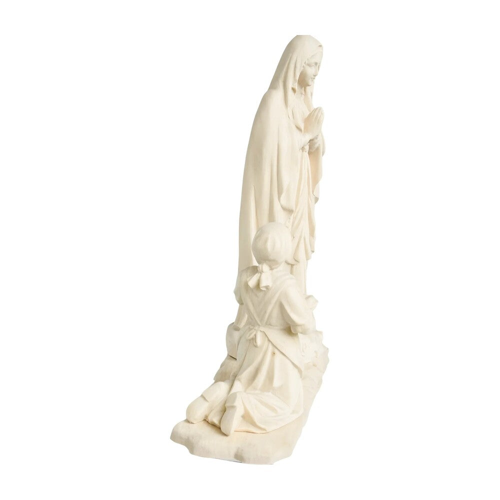 Statue Madonna of Lourdes with Bernadette in Val Gardena Wood