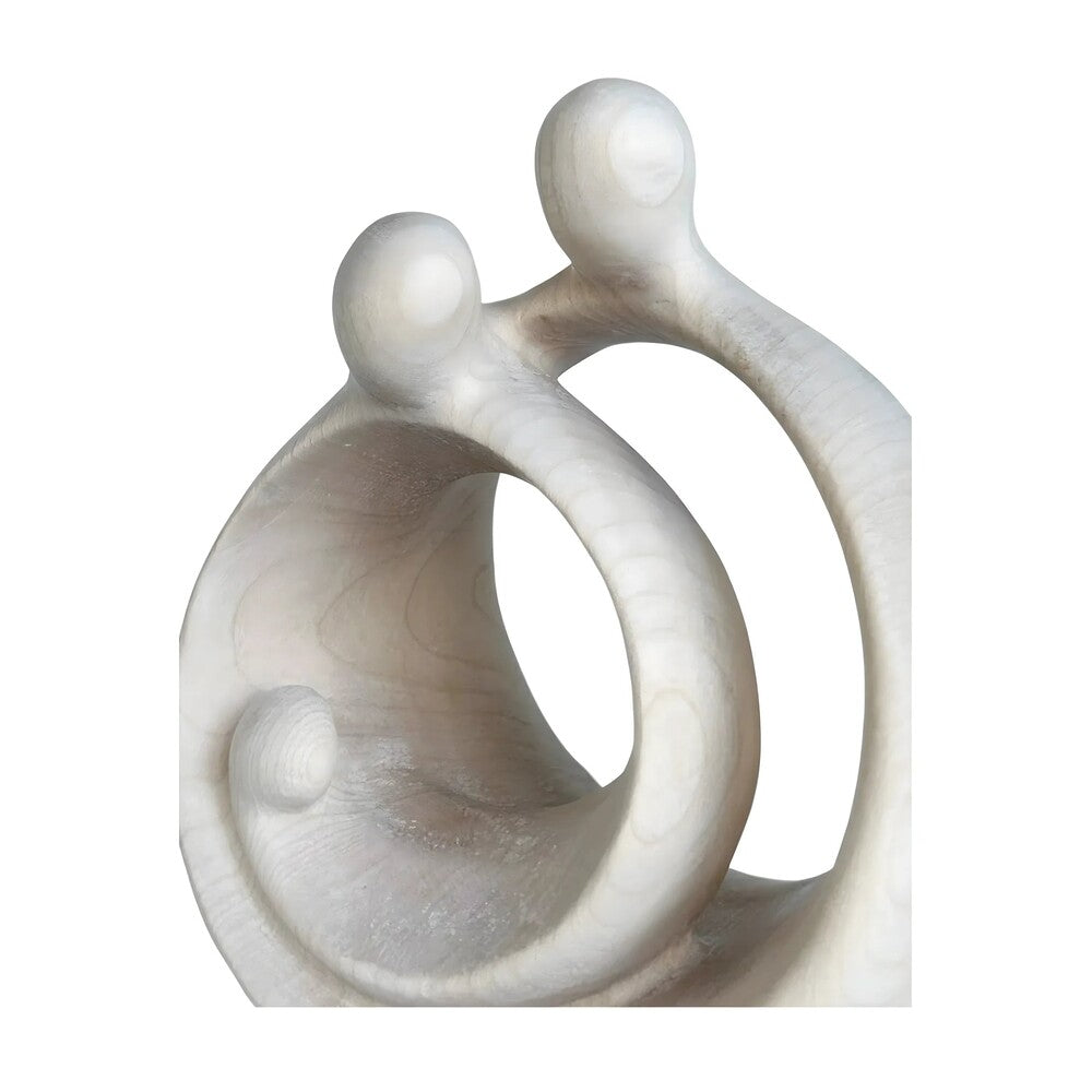 Modern Stylized Nativity Scene in Maple Wood – Family Embrace Sculpture