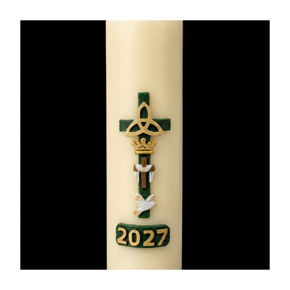 Green Cross with Dove Home Paschal Candle - 3" x 12"