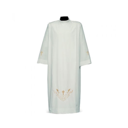 Croce Rete Embroidered Alb with Gold Cross Motif