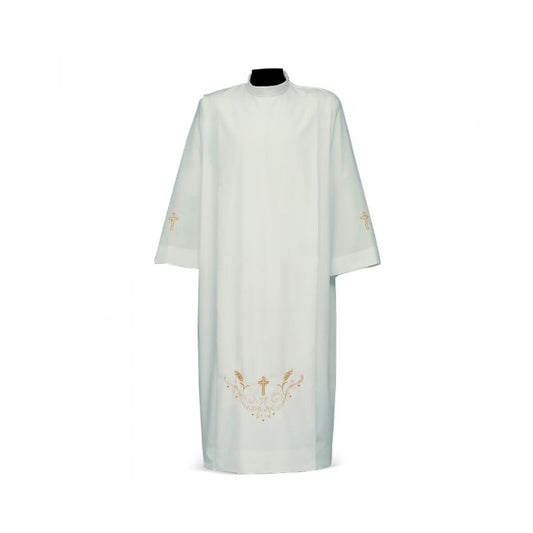 Croce Rete Embroidered Alb with Gold Cross Motif