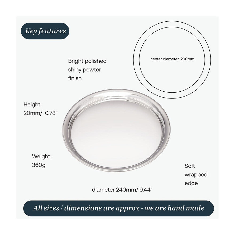 Medium 240mm Round Pewter Tray
