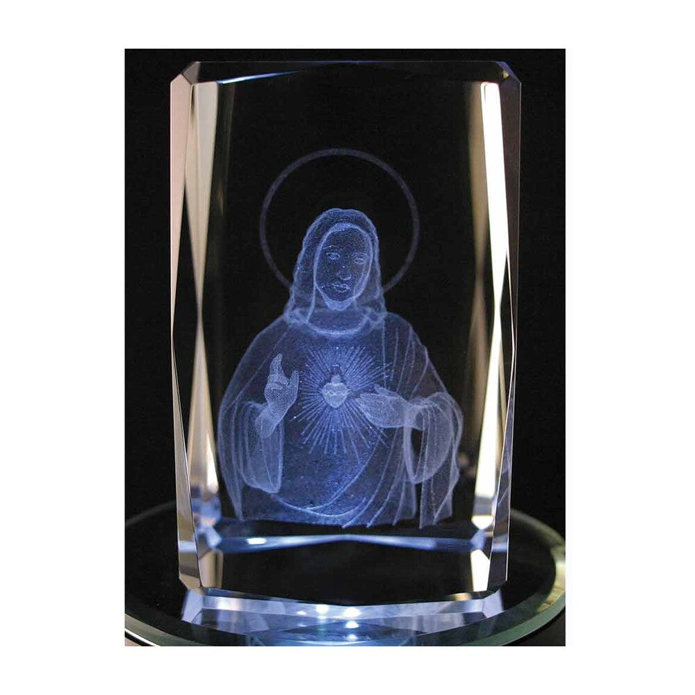 Laser Engraved Crystal Sacred Heart