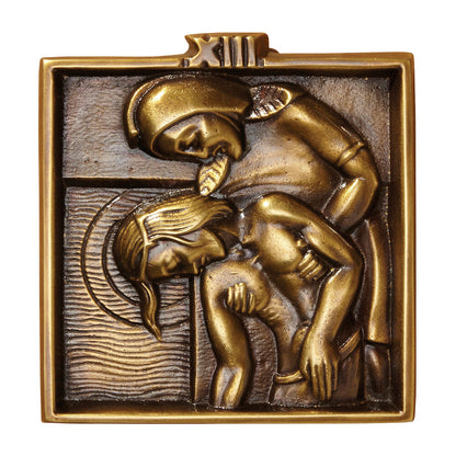 4 3/4" Square Brass Stations of the Cross Set