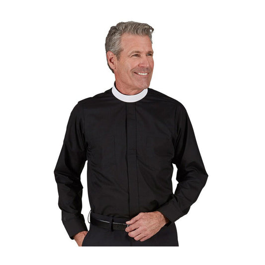 R. J. Toomey Neckband Black Long Sleeve Shirts, Style RJT201