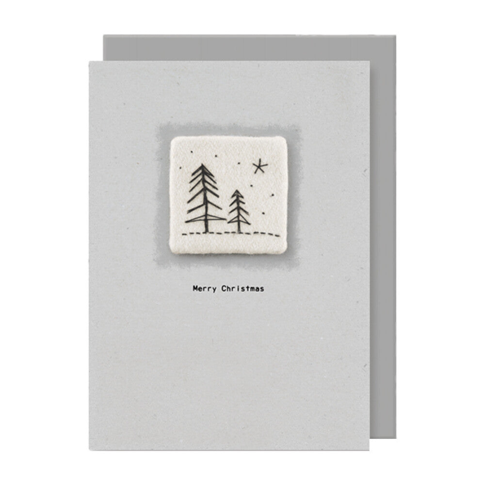 Embroidered Merry Christmas Cards Pack of 2