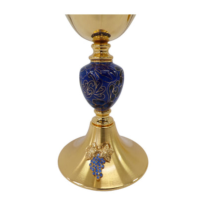 7 7/8" High Chalice with Enamel Knot & Grapes