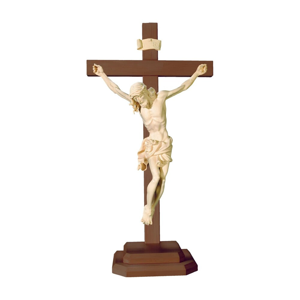 Hand-Carved Wooden Crucifix from Val Gardena