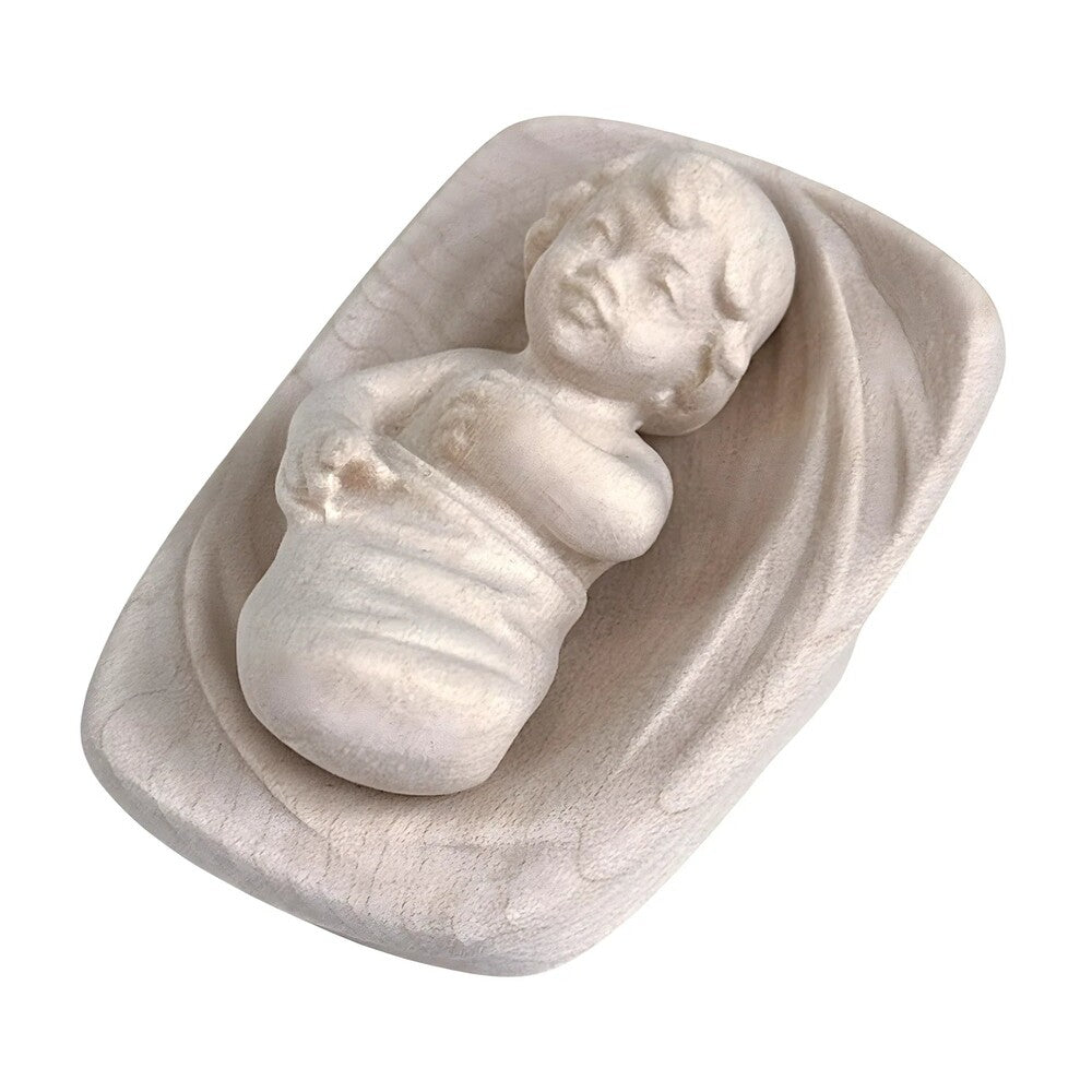 Baby Jesus in Crib in Maple Wood