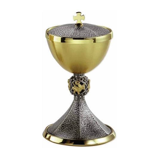 8 1/4" Hammered Textured Two Tone Ciborium