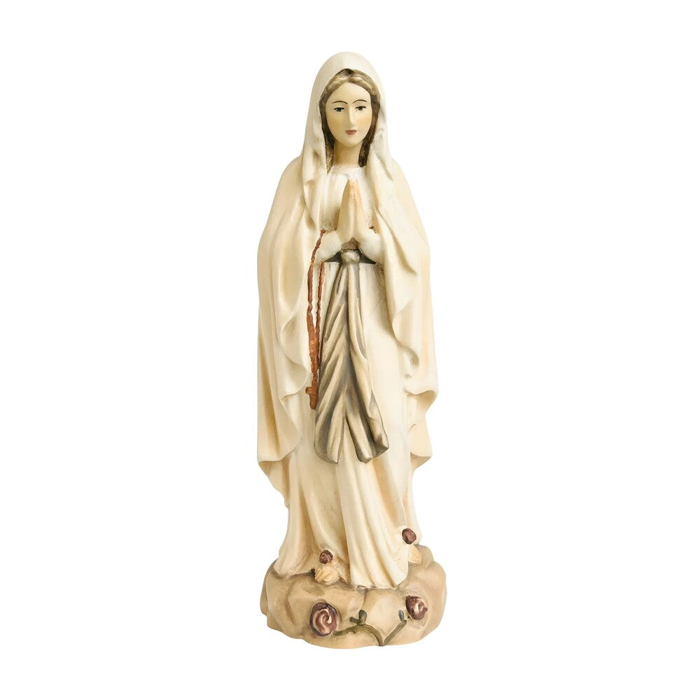 Hand-Carved Wooden Statue of Our Lady of Lourdes in Val Gardena