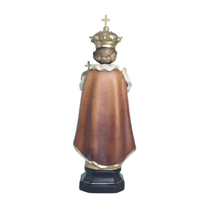 Infant Jesus of Prague Polychrome Hand-Carved Wooden Statue