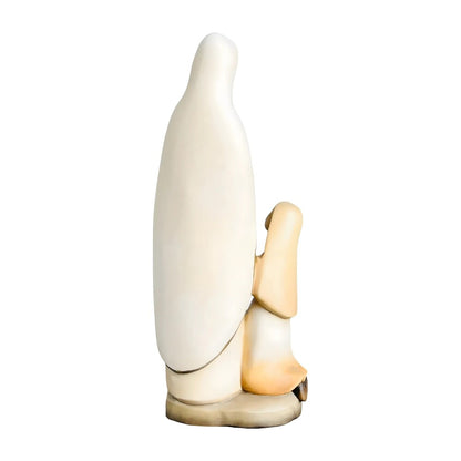 Our Lady of Lourdes and Saint Bernadette Carved Wood Statue