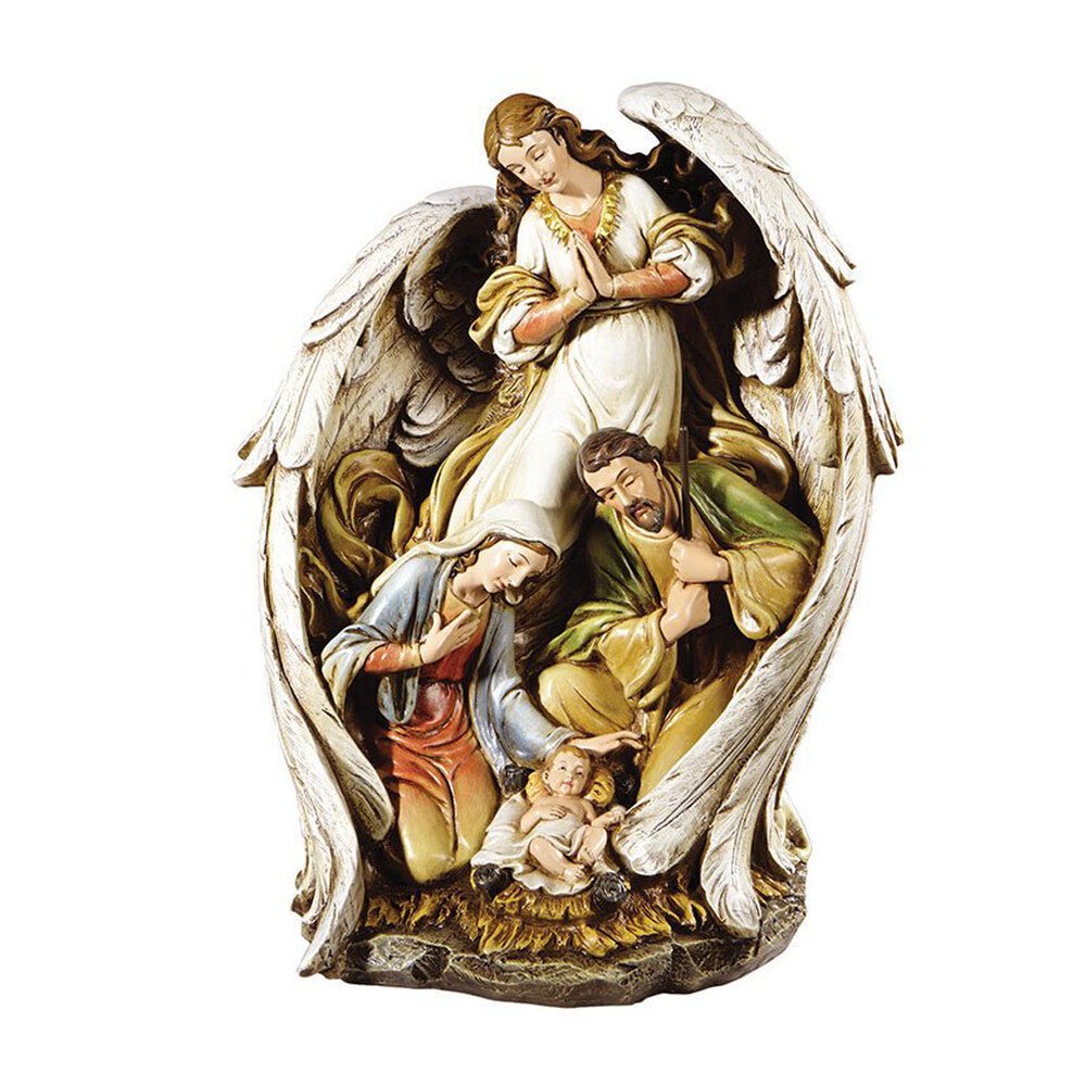 15" High Angel with Nativity Scene