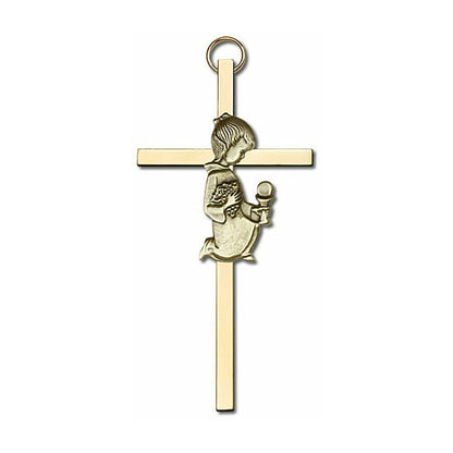 Communion Girl 4" Metal Wall Cross 4420