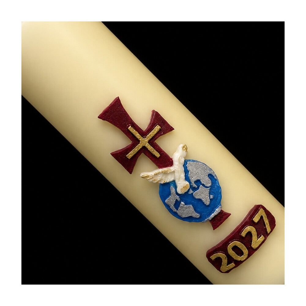 Cross with Dove Home Paschal Candle - 3" x 12"