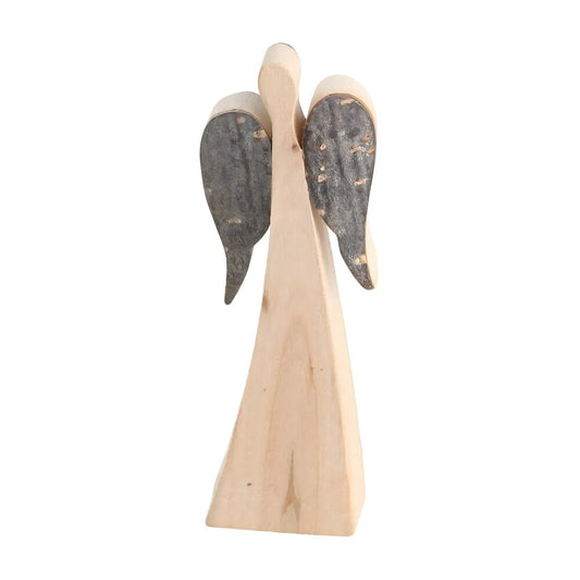Stylized Angel with Natural Bark Wings, 6 cm - Maple Wood Sculpture