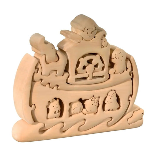 Noah's Ark 3D Puzzle in Maple Wood – Val Gardena Artisan Sculpture