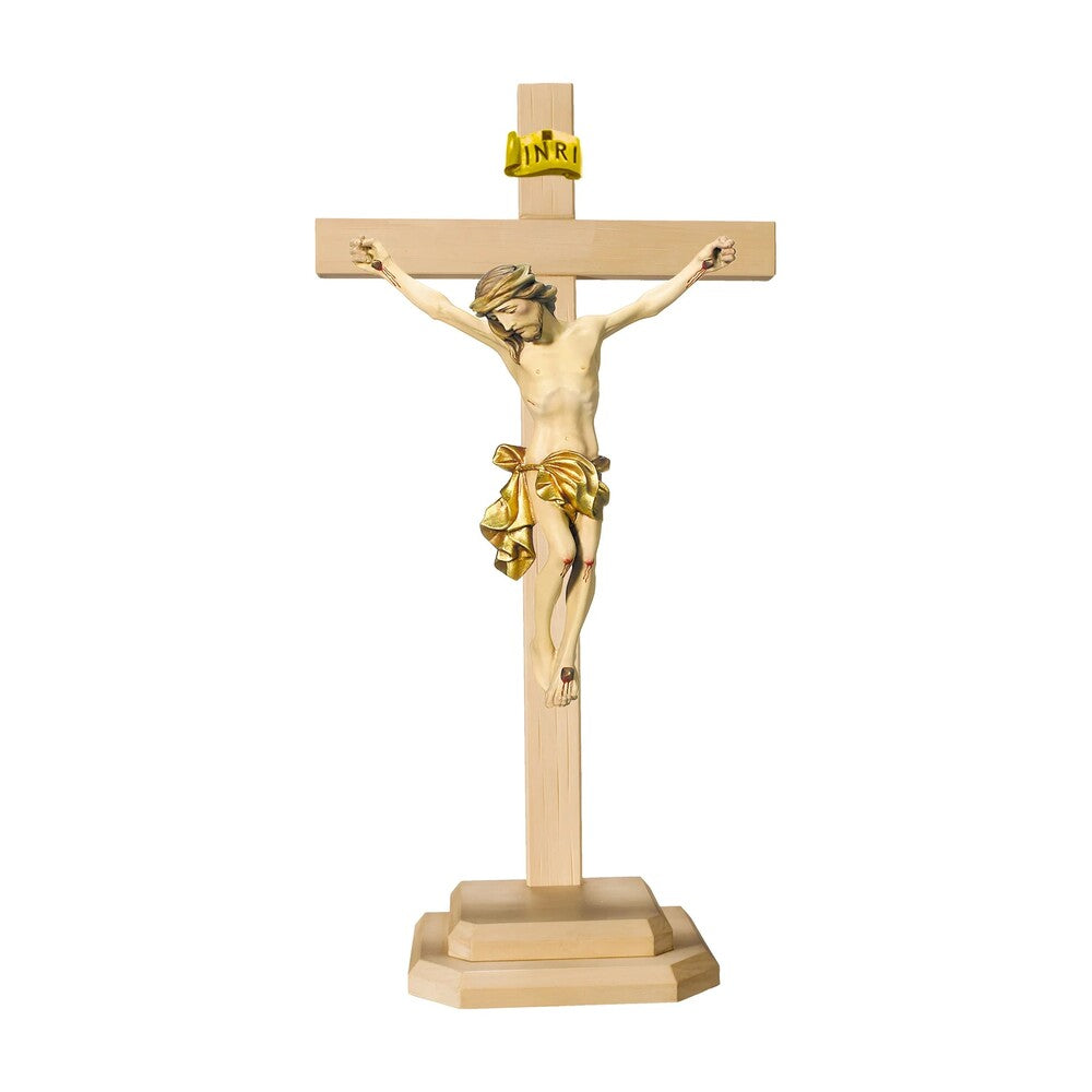Crucifix with Base Artistic Wood Sculpture Val Gardena