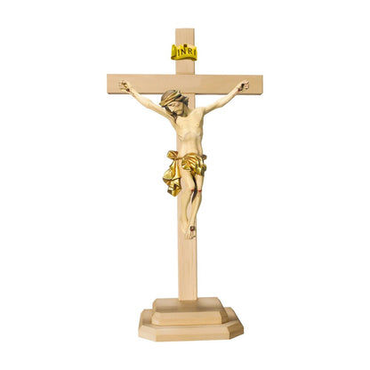 Crucifix with Base Artistic Wood Sculpture Val Gardena