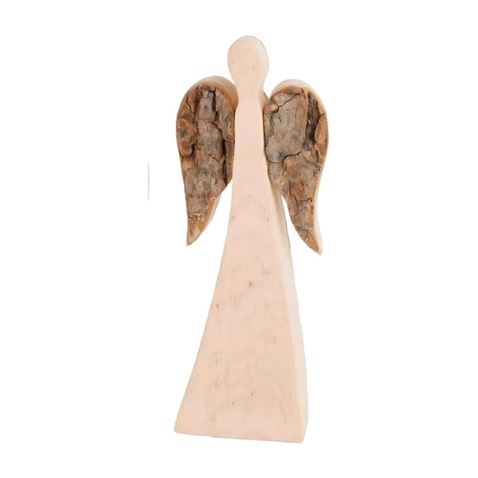 Stylized Angel with Bark Wings – Val Gardena Maple Wood Sculpture