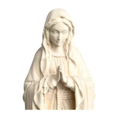 Our Lady of Lourdes with Saint Bernadette Carved in Val Gardena Wood