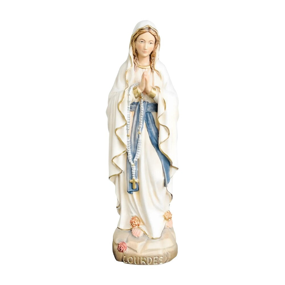 Hand-carved Lourdes Madonna statue in maple and linden wood