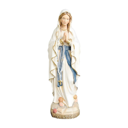 Hand-carved Lourdes Madonna statue in maple and linden wood