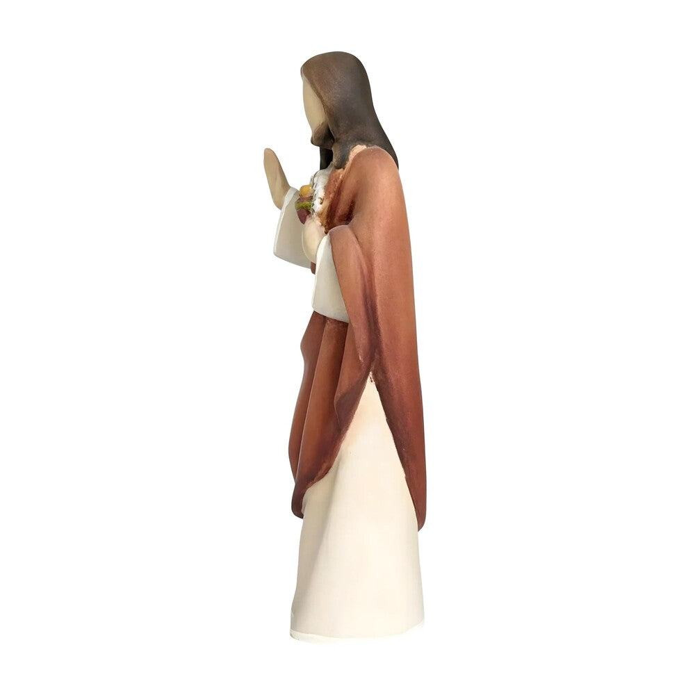 Modern Wooden Sacred Heart of Jesus Sculpture from Val Gardena
