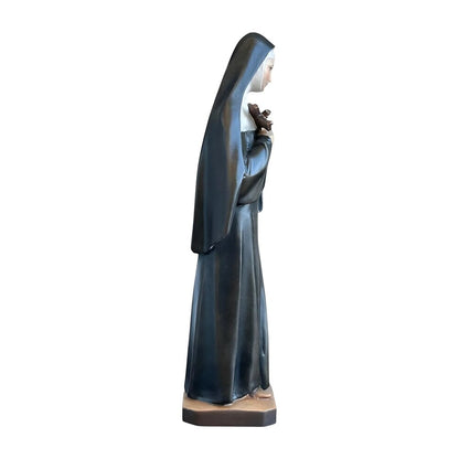 Hand-Carved Wooden Statue of Saint Rita of Cascia from Val Gardena