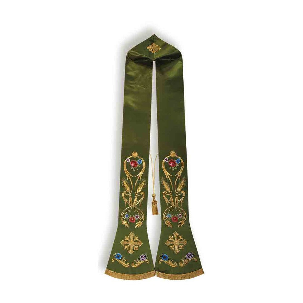 Pure Wool Green Embroidered Stole