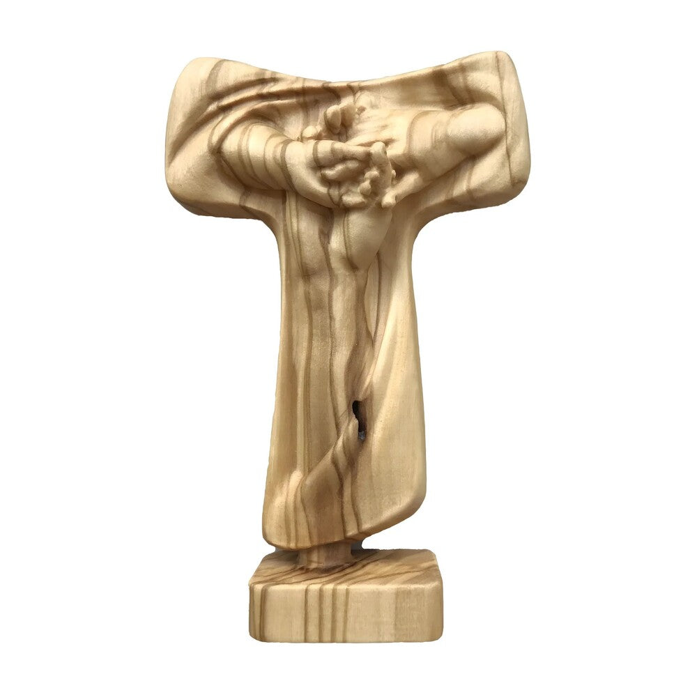 Tau Cross of Peace in Val Gardena Wood, Artisan Sculpture of Unity