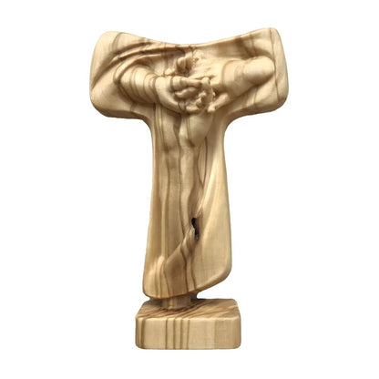 Tau Cross of Peace in Val Gardena Wood, Artisan Sculpture of Unity