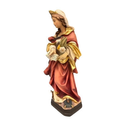 Sculpture Saint Perpetua in carved wood, Val Gardena