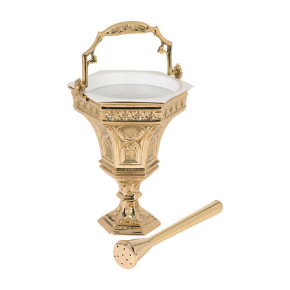 7 3/4” High Hexagon Holy Water Pot with Sprinkler